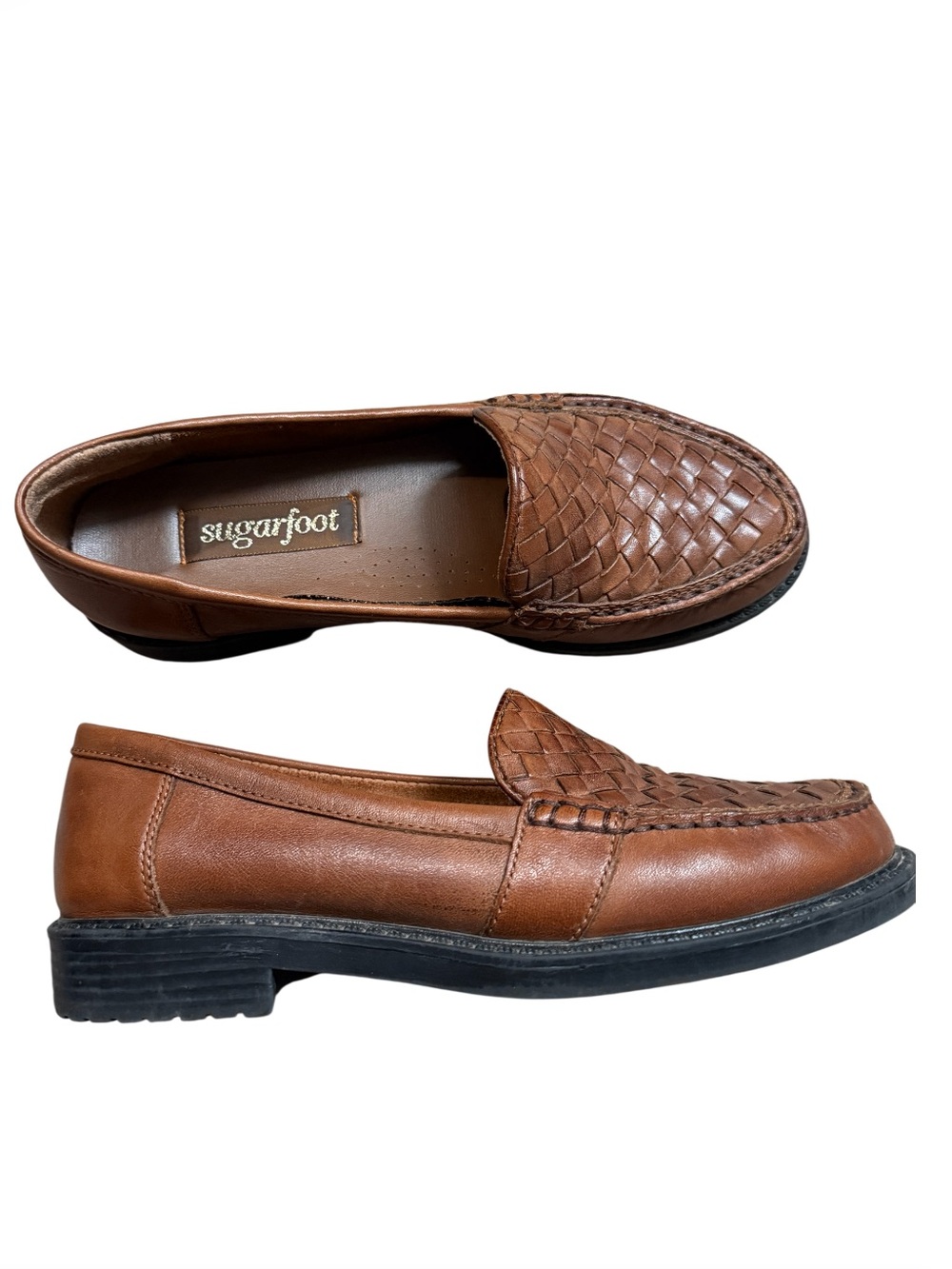 Vintage EUC Y2K Dark Academia Woven Leather Loafers Brown 8.5-Preppy Classic